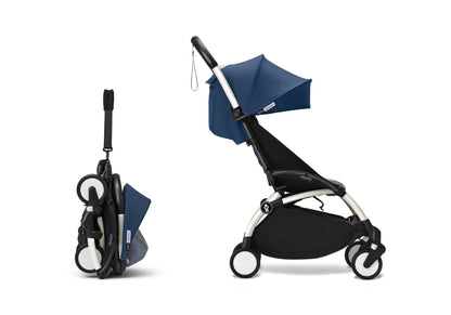 YoYo3 stroller with white chassis and air france colour pack.