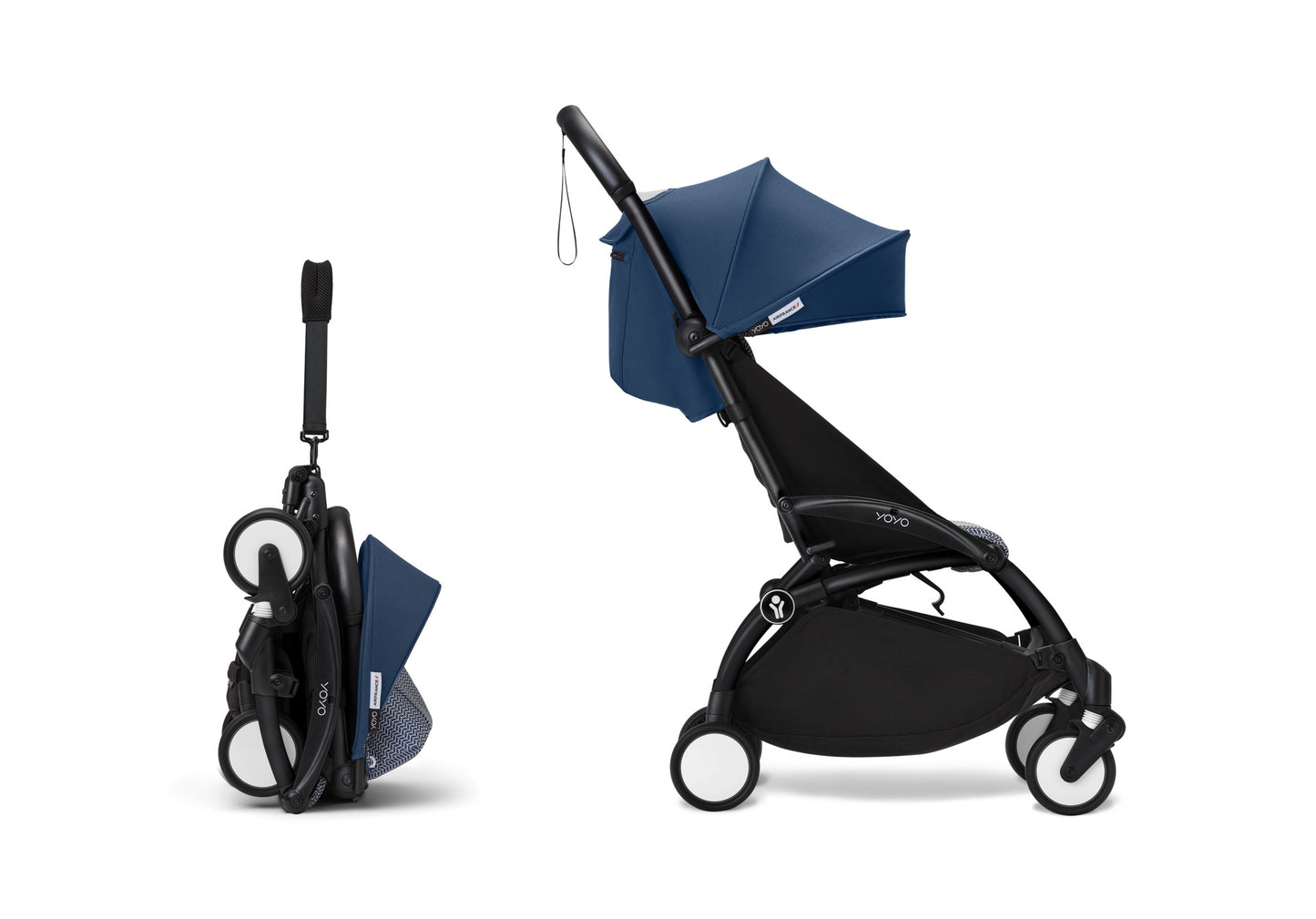 YoYo3 stroller with black chassis and air france colour pack.