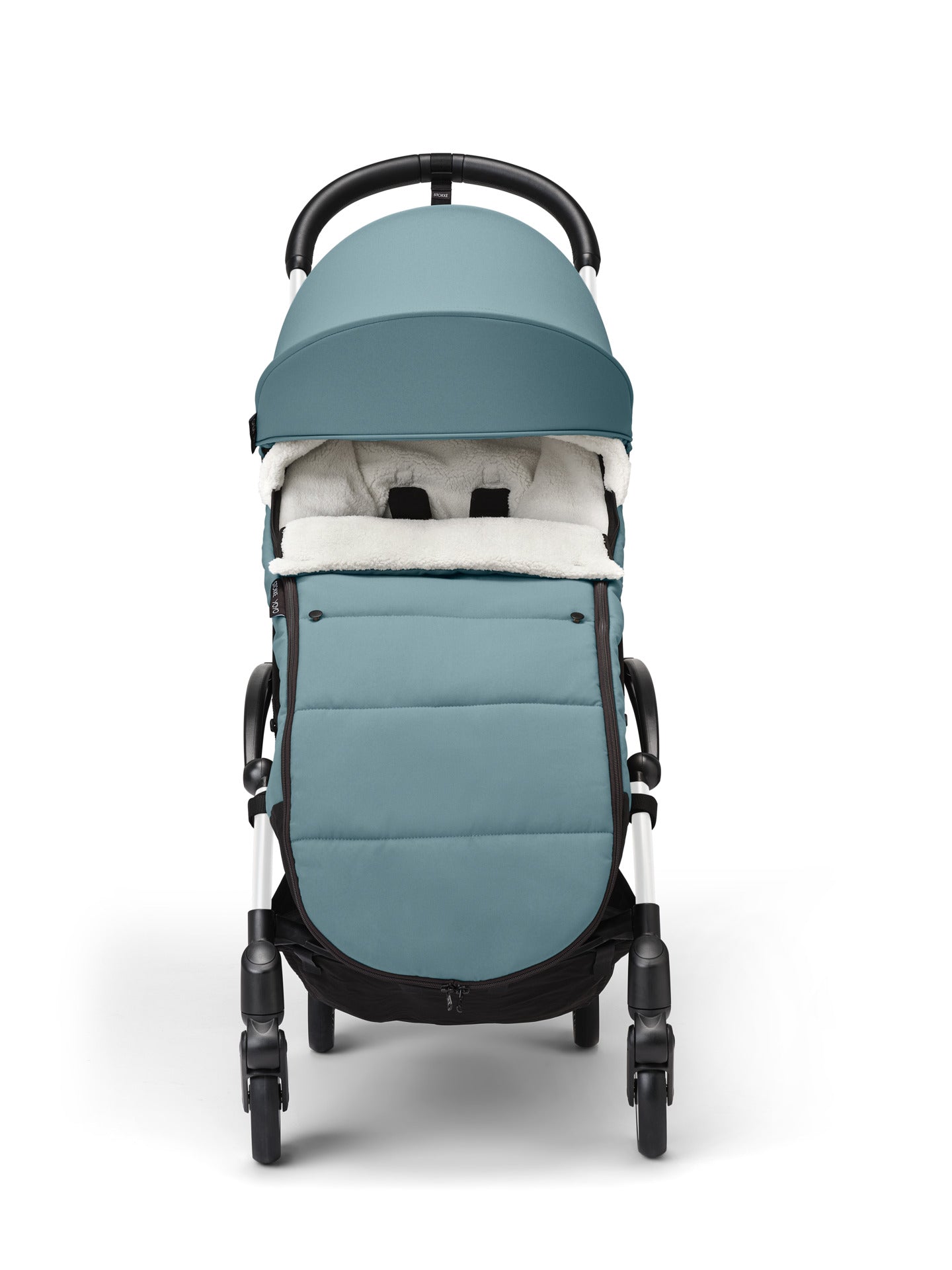 Stokke yoyo footmuff in aqua suitable for use with the yoyo 6+ stroller.