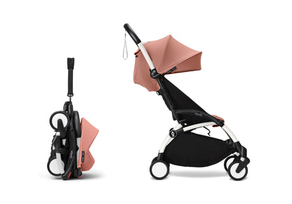 YoYo3 stroller with white chassis and ginger colour pack.