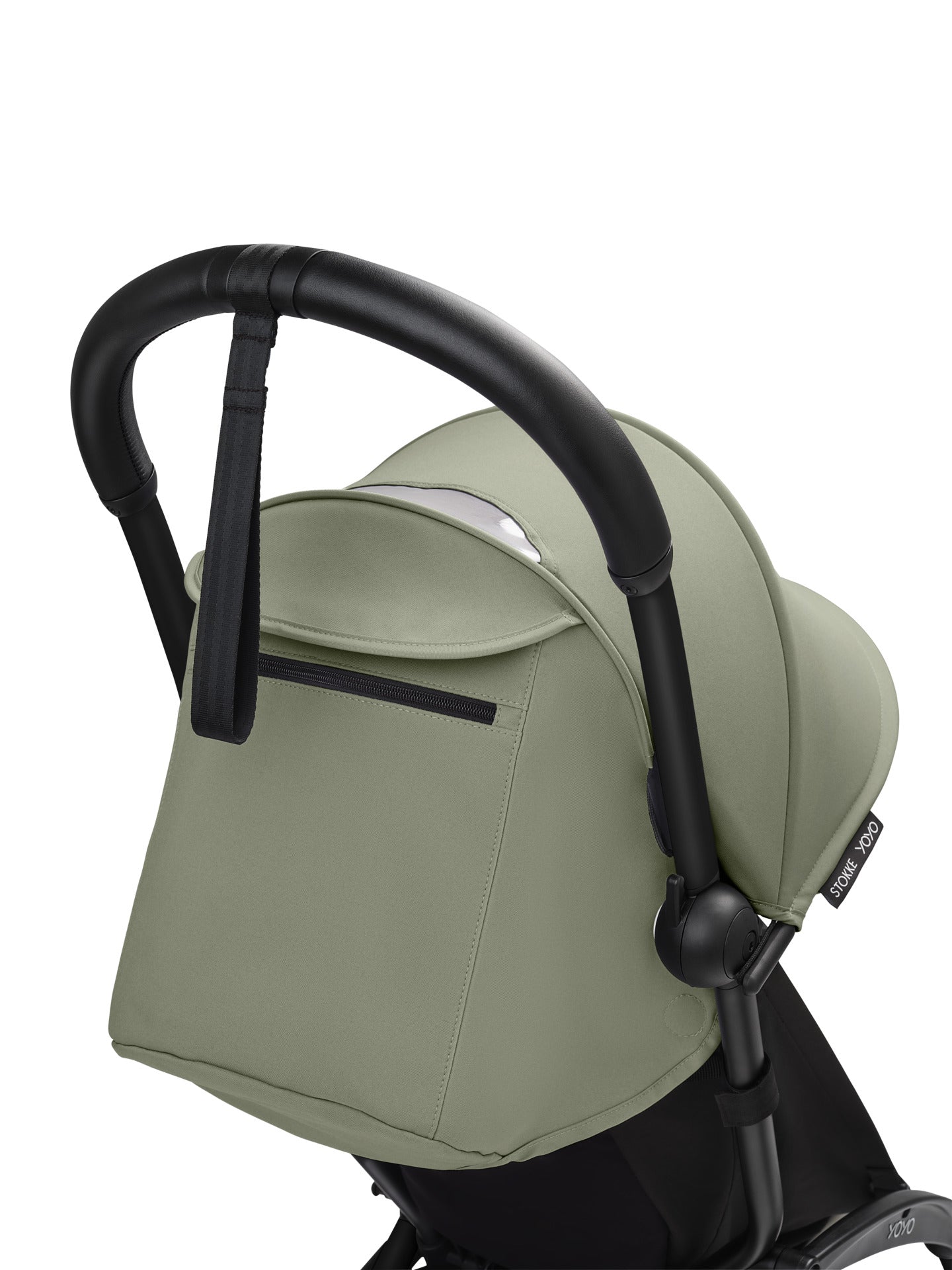 YoYo3 stroller with black chassis and olive colour pack.