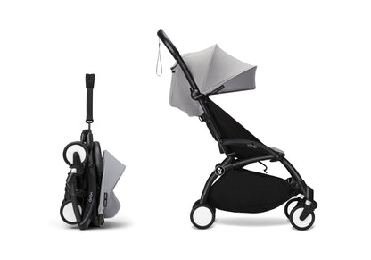 YoYo3 stroller with black chassis and stone colour pack.