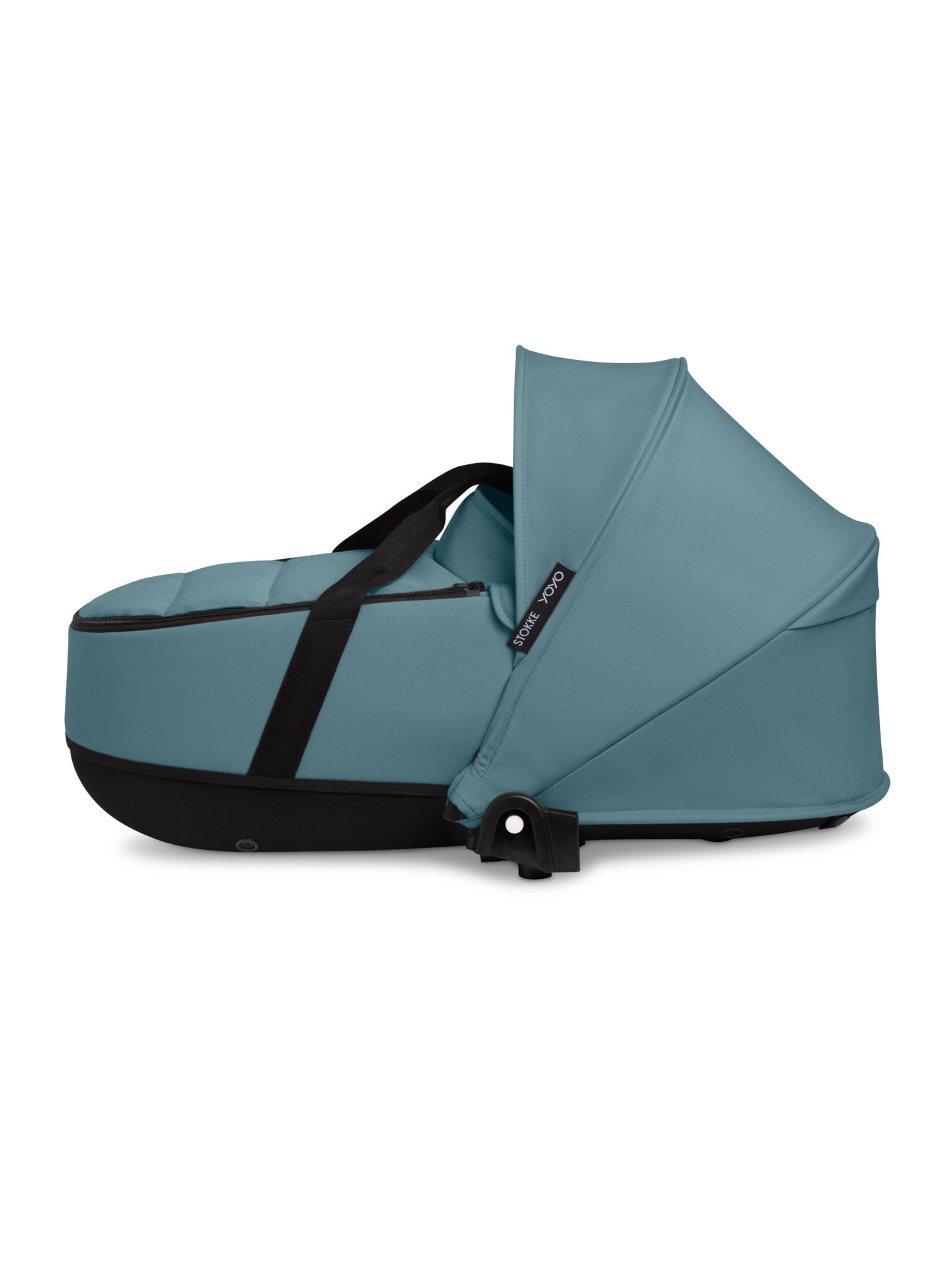 Stokke yoyo bassinet in aqua suitable for use with the yoyo stroller.