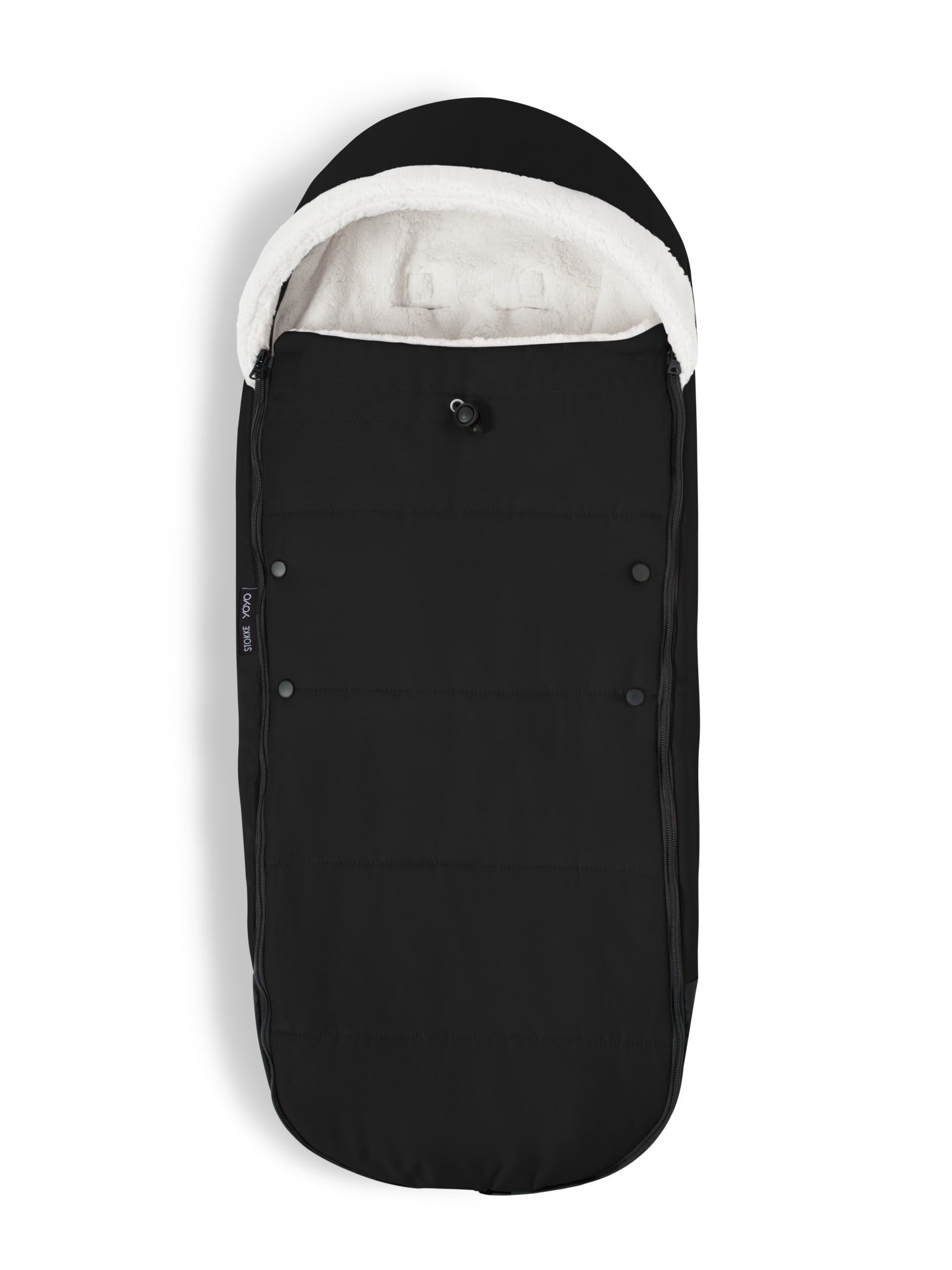 Stokke yoyo footmuff in black suitable for use with the yoyo 6+ stroller.