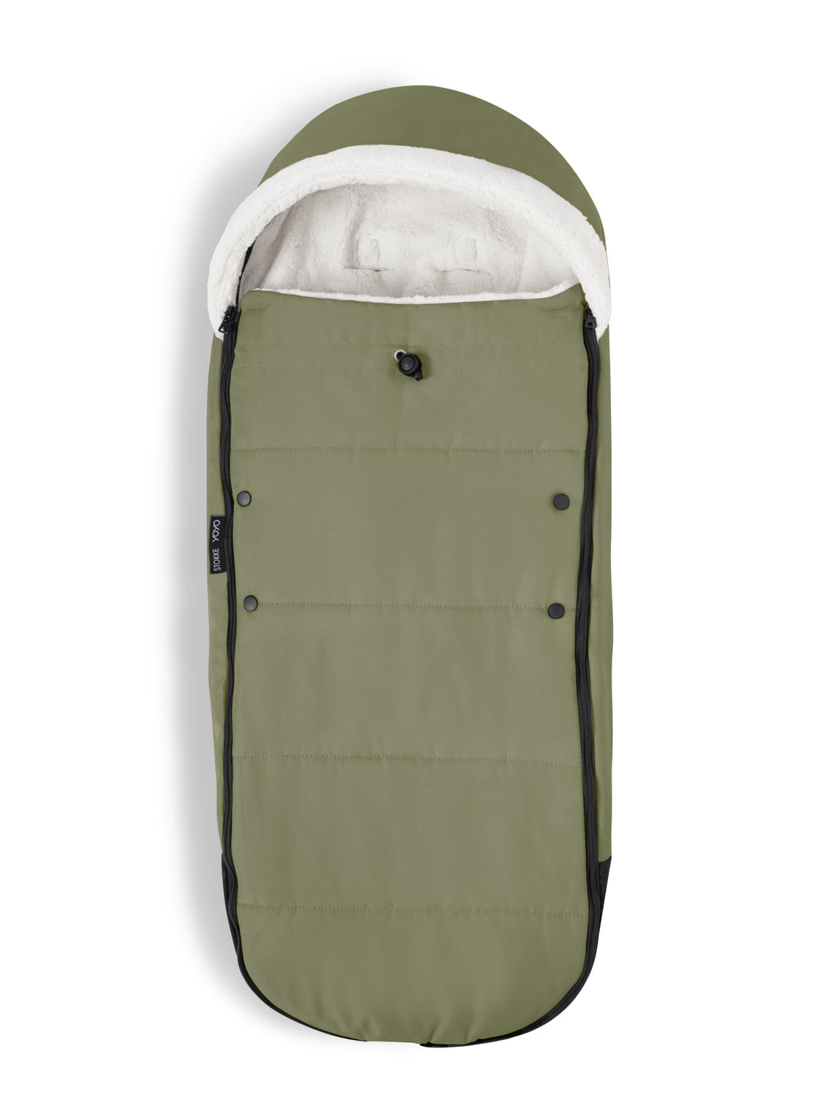 Stokke yoyo footmuff in olive suitable for use with the yoyo 6+ stroller.