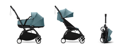 YoYo3 black chassis with aqua bassinet and colour pack.