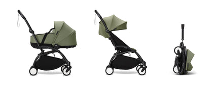 YoYo3 black chassis with olive bassinet and colour pack.