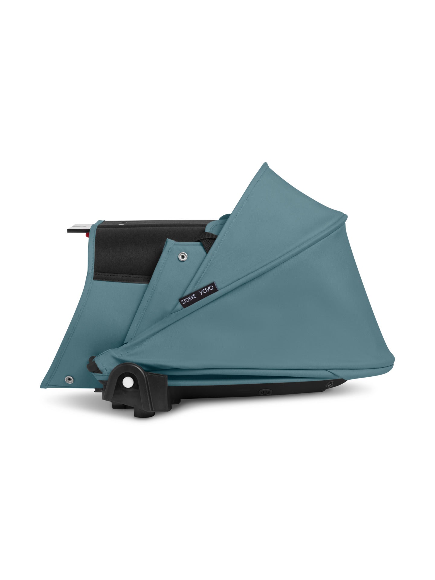 Stokke yoyo bassinet in aqua suitable for use with the yoyo stroller.