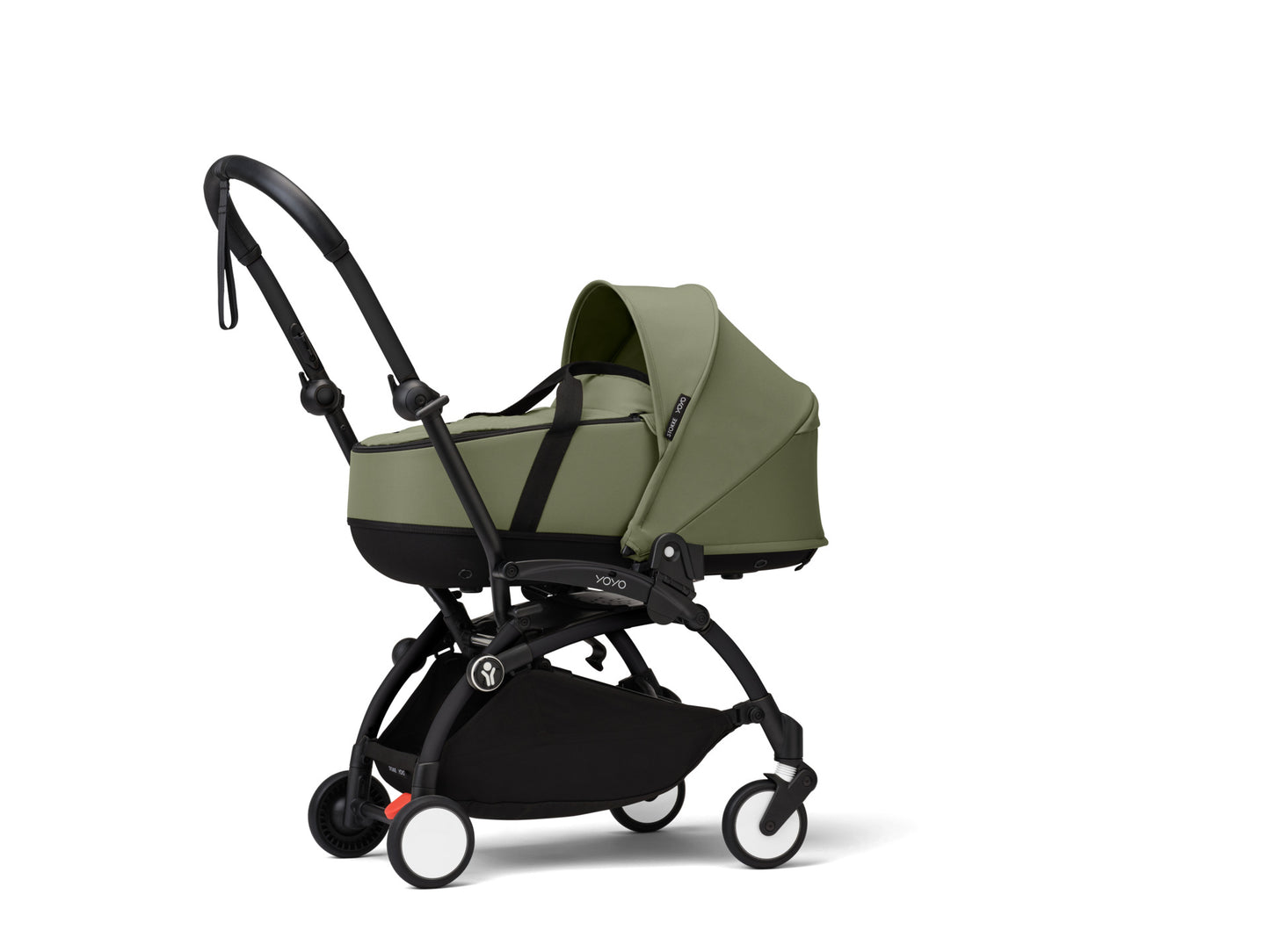 YoYo3 black chassis with olive bassinet and colour pack.