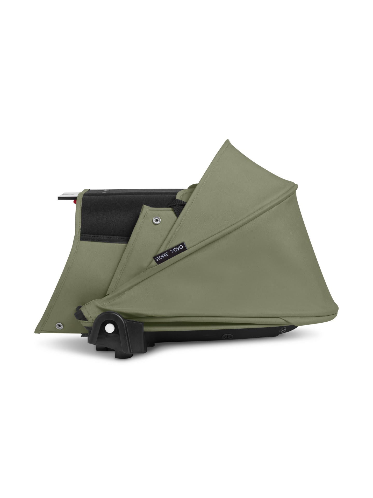 Stokke yoyo bassinet in olive suitable for use with the yoyo stroller.