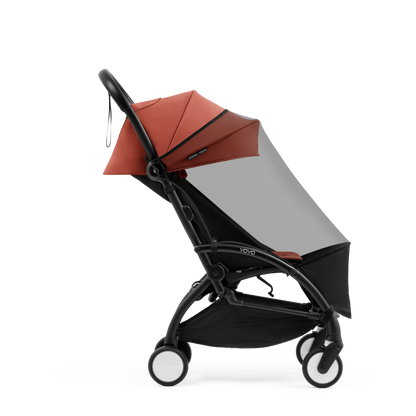 STOKKE YOYO insect net shown on a stroller with seat pack.