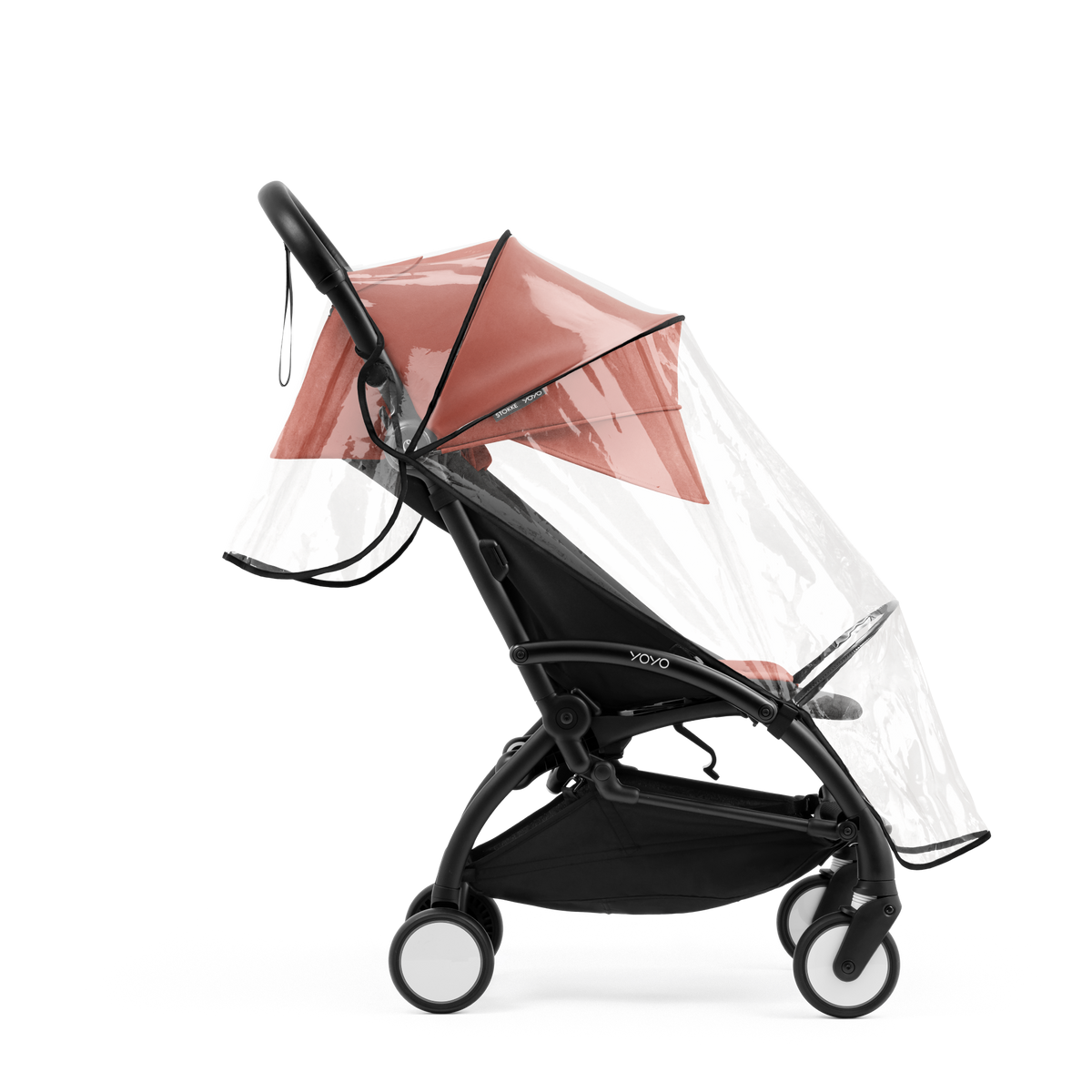STOKKE YOYO rain cover showen on a 6+ stroller.