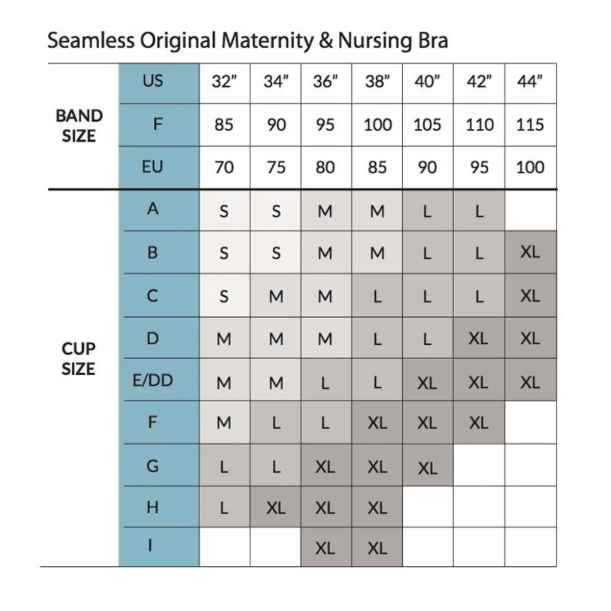 Carriwell Maternity & Nursing bra size guide