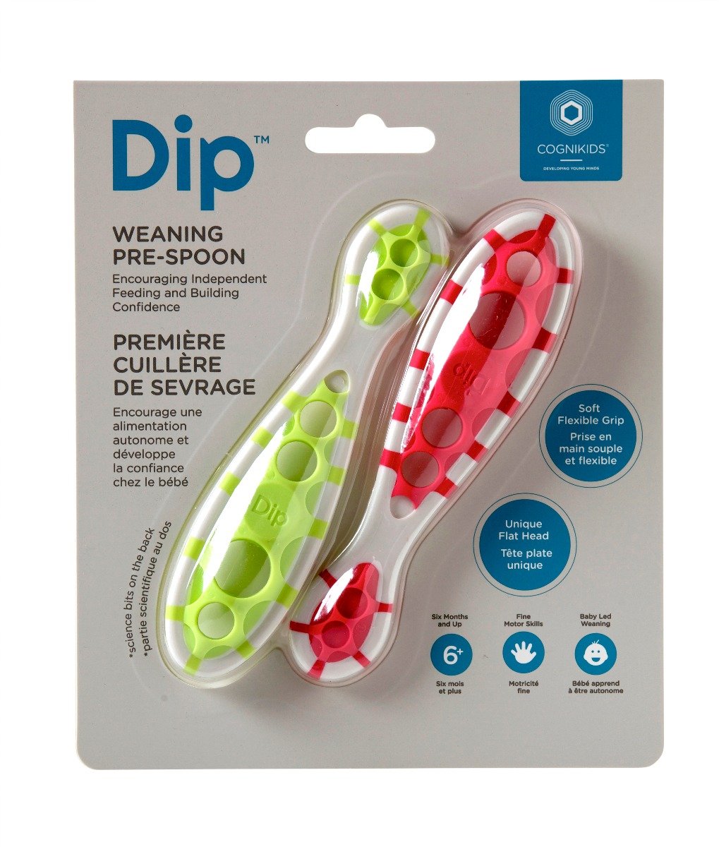 Cognikids weaning spoons in green and red