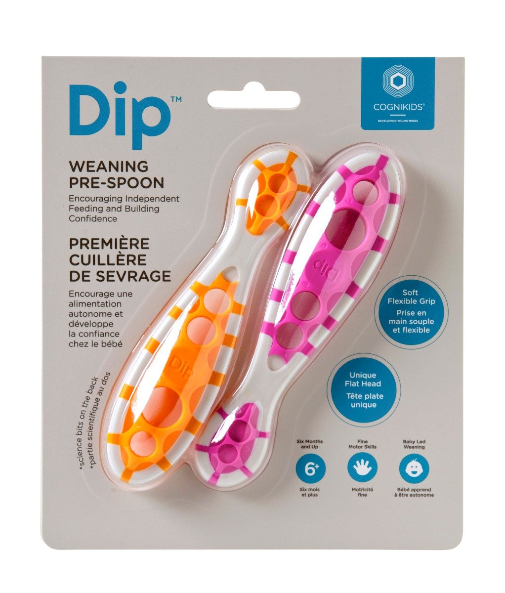 Cognikids weaning spoons in orange and pink colour