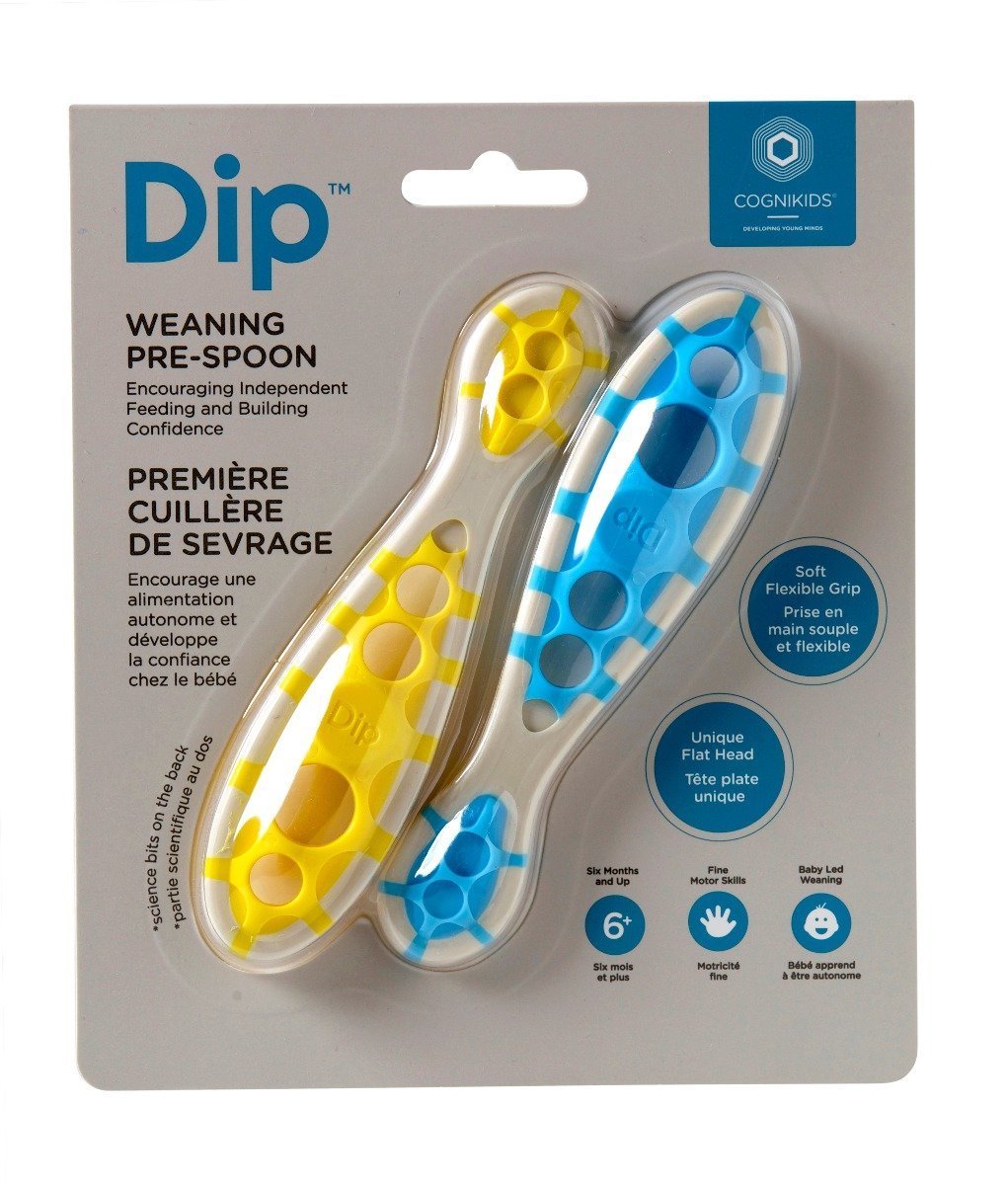 Cognikids weaning spoons in yellow and blue colour