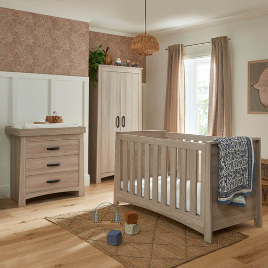 Isla cotbed and dresser and wardrobe in a nursery