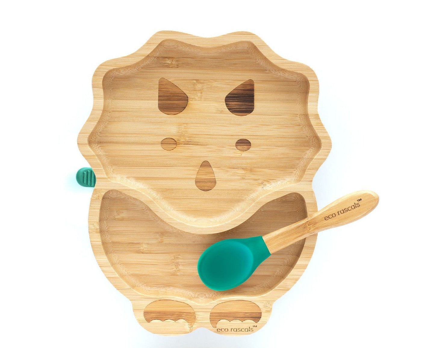 Eco rascals bamboo dinosaur plate with green suction base.