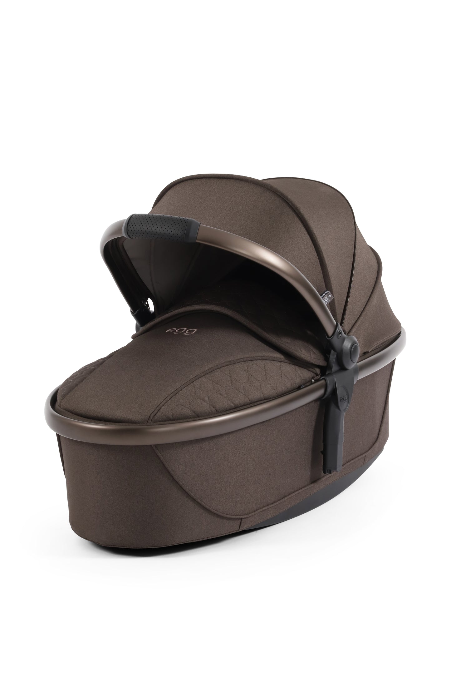 Egg 3 Pushchair & carrycot in chocolate velvet colourway, complete with all babies essential including car seat, tripp trapp highchair, crib and bath.