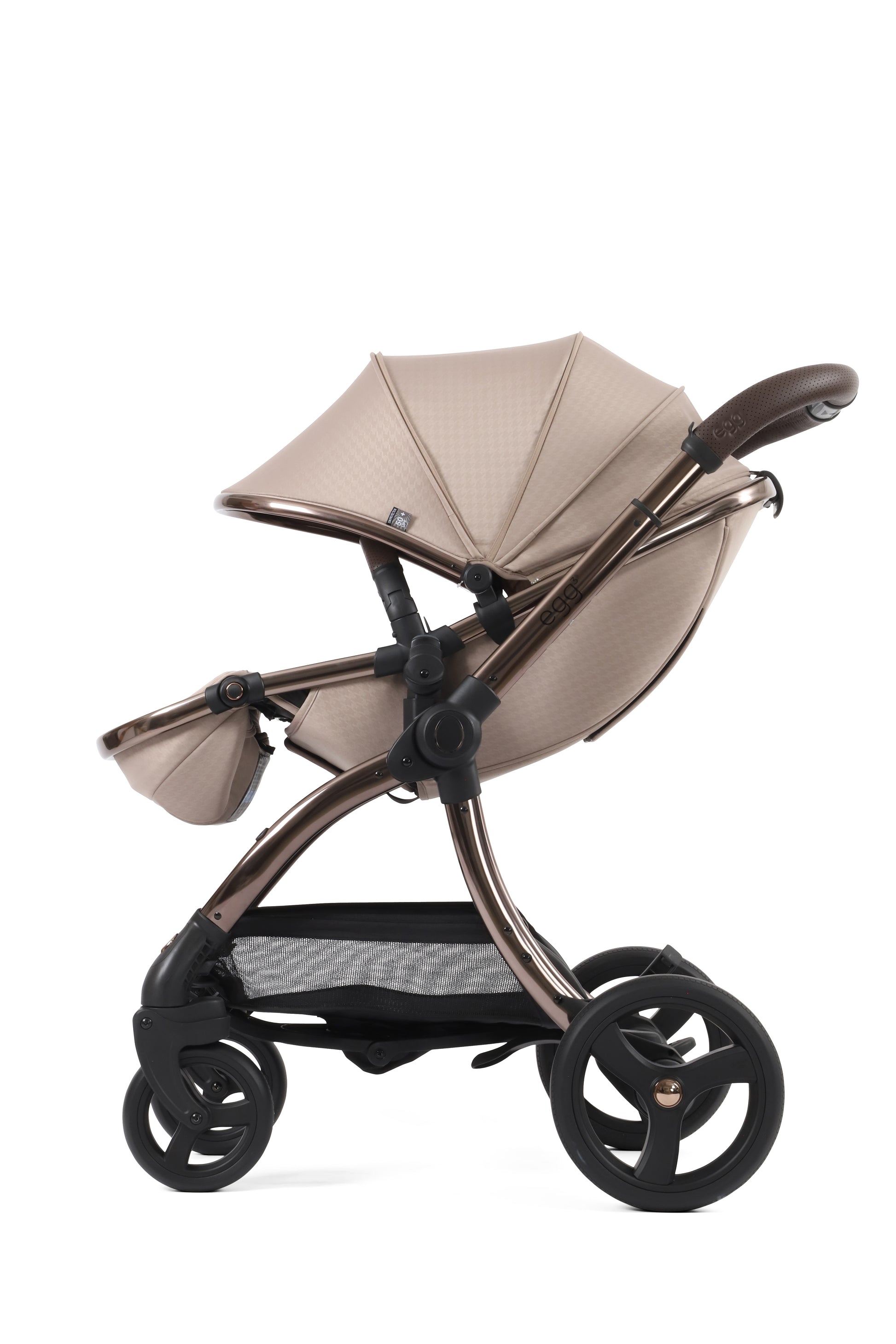 Egg3 Stroller in Houndstooth Almond hood down