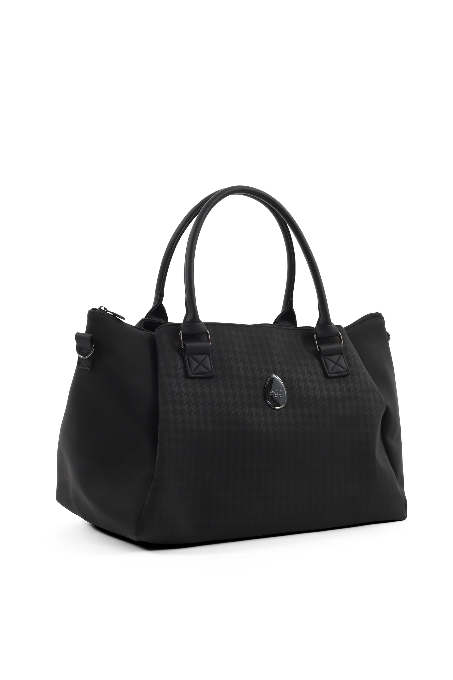 Egg overnight bag in Houndstooth Black