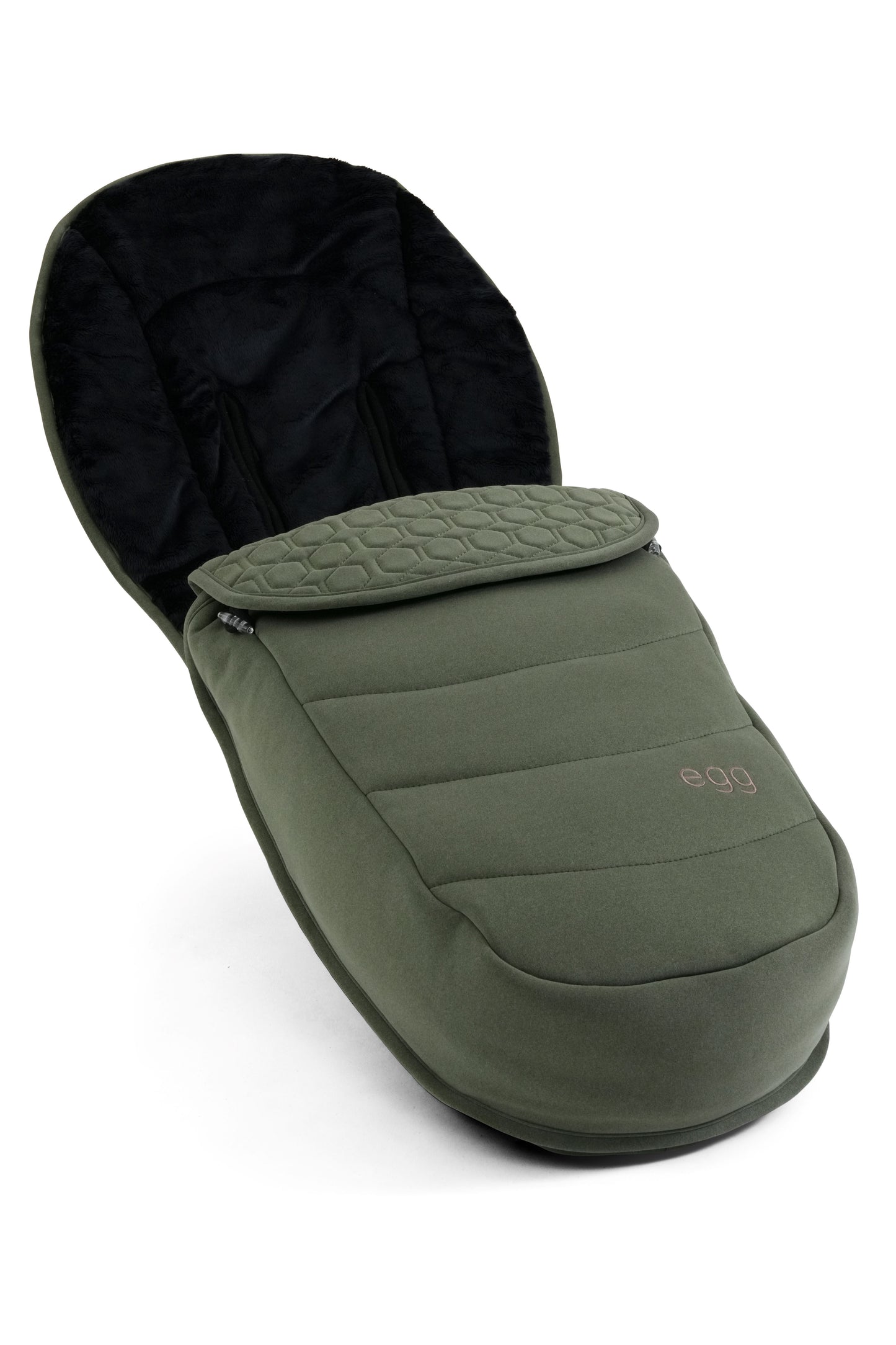 Stroller footmuff for the egg3 pushchair in sage green colourway.