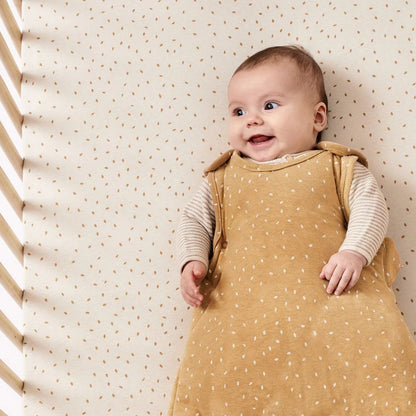 Cotton 1 tog sleep bag in a Honey Rice print.