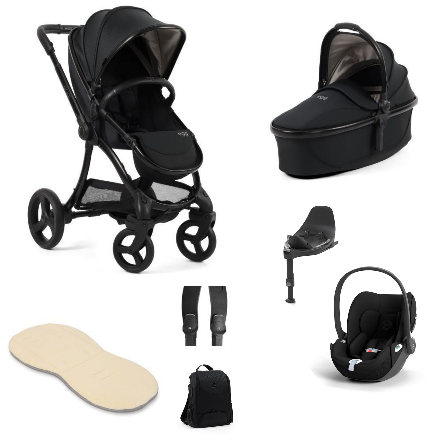 Egg 3 stroller in houndstooth black with cloud t and base