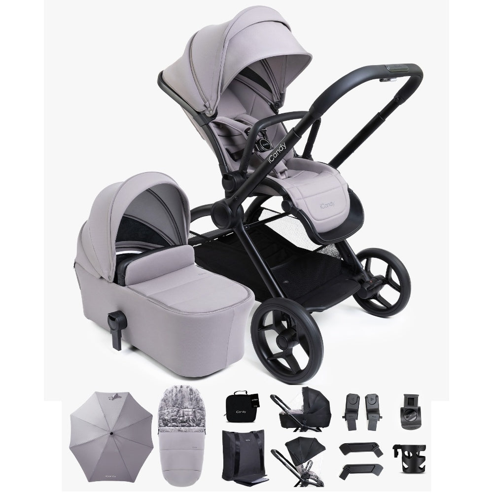 iCandy Core 2 pushchair bundle in storm grey colour way.