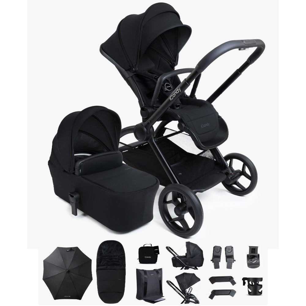 iCandy Core 2 pushchair bundle in black colour way.