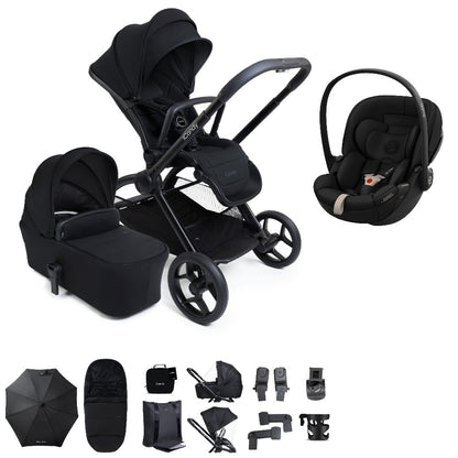 iCandy core 2 travel system copmlete with matching accessories in black colour, and cybex cloud s car seat.
