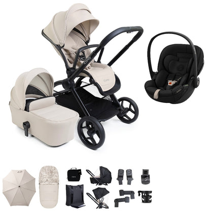 iCandy core 2 travel system copmlete with matching accessories in sandstone beige colour, and cybex cloud s car seat.