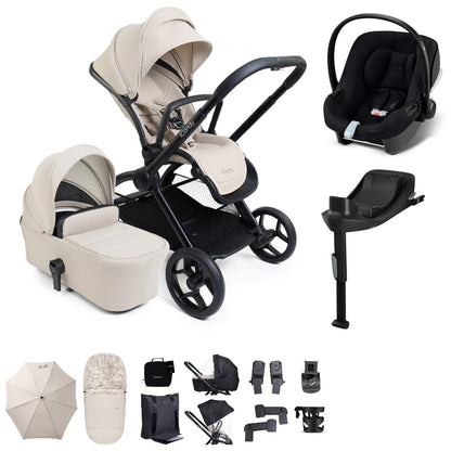iCandy core 2 pushchair and accessory bundle in sandstone colour way with aton b2 car seat and base.