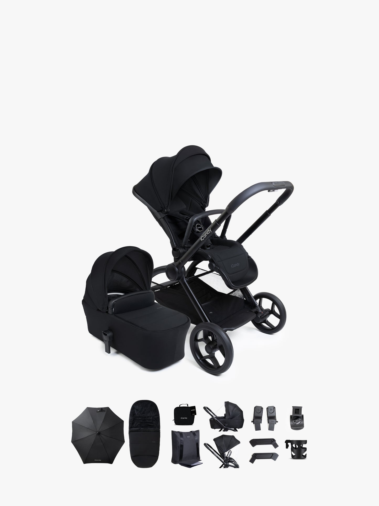 iCandy Core 2 pushchair bundle in black colour way.