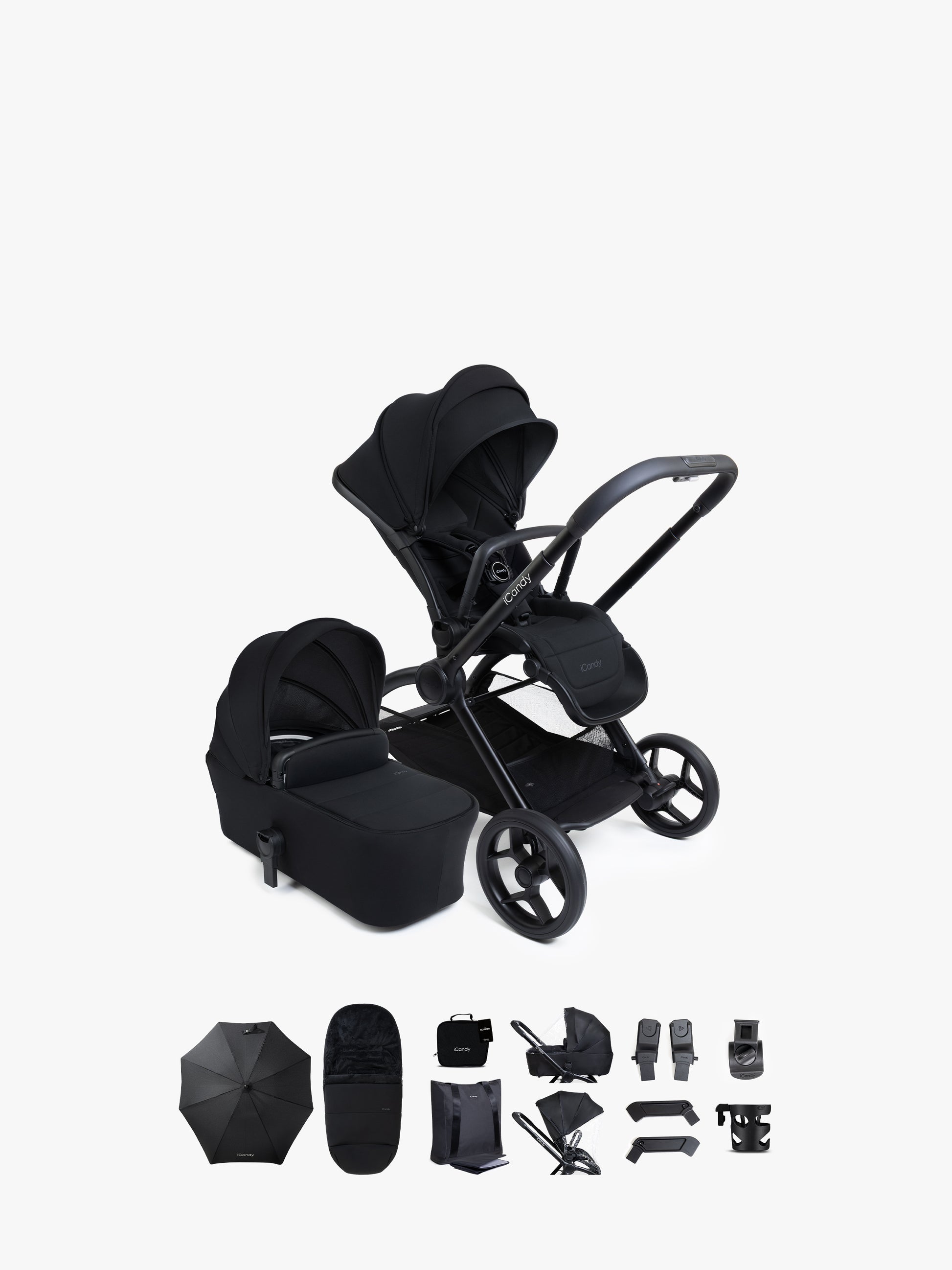 iCandy Core 2 pushchair bundle in black colour way.