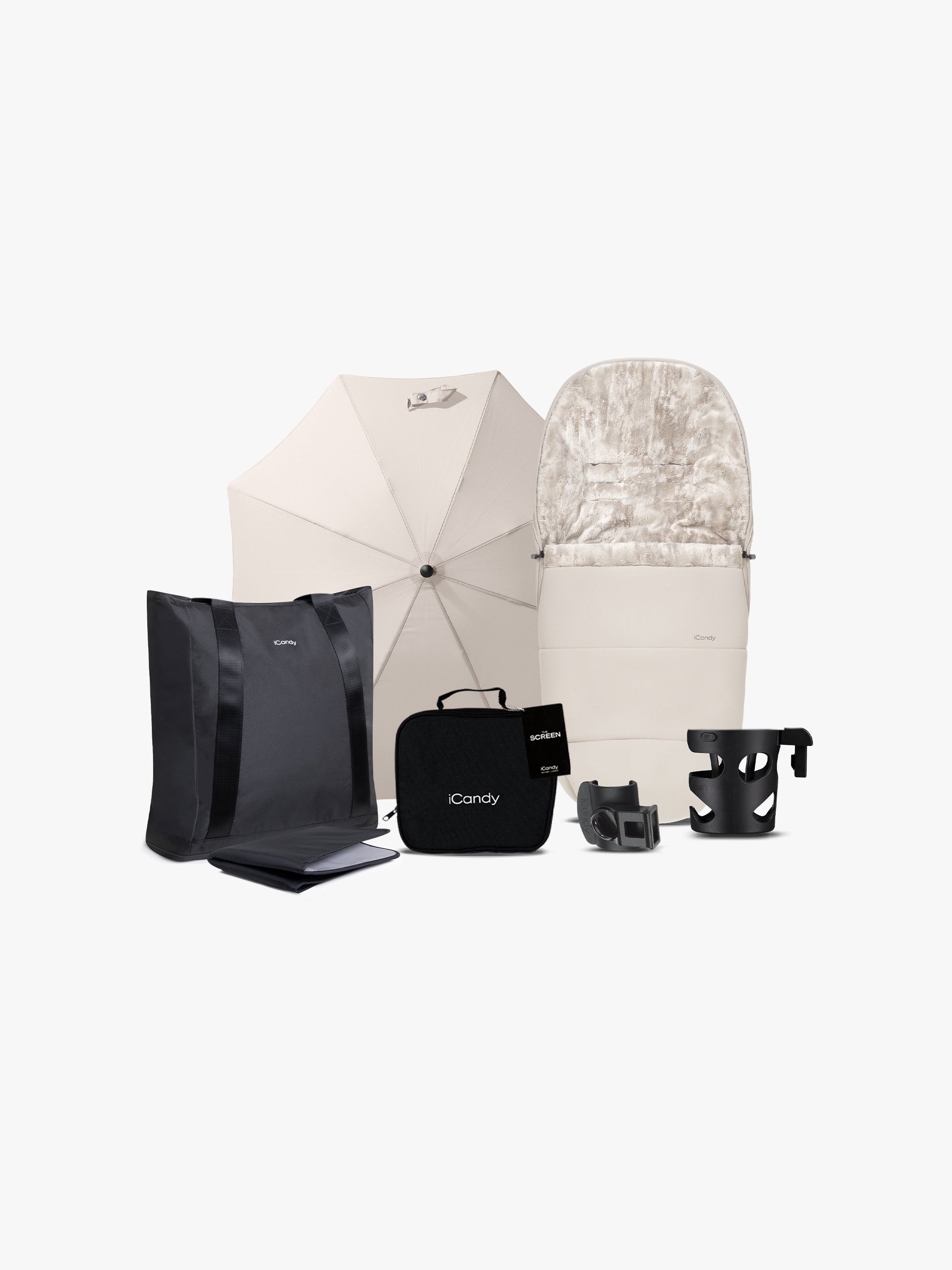 iCandy Core 2 pushchair bundle in sandstone colour way.