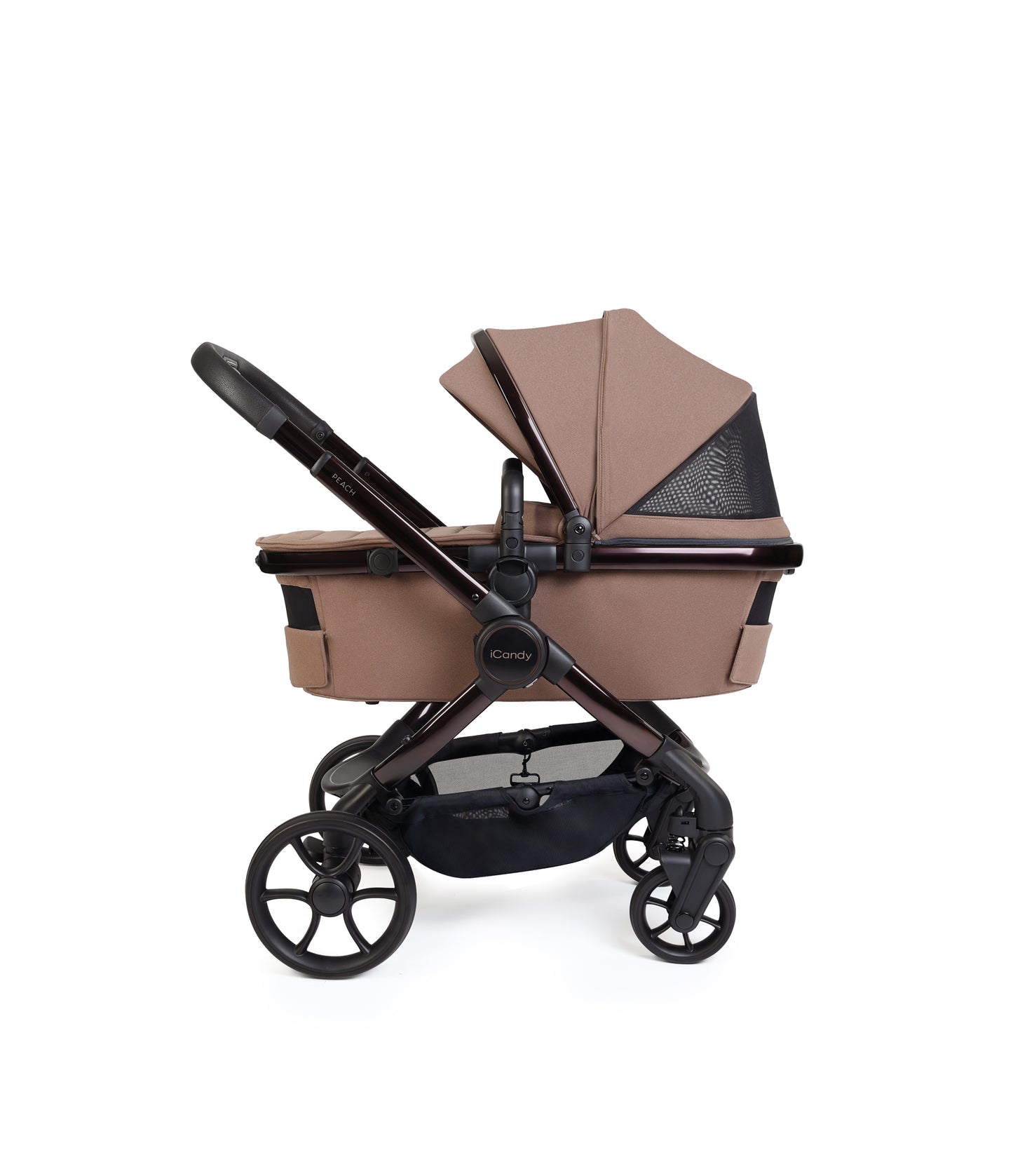 iCandy peach 8 bundle in coco colourway with cocoon car seat and base.