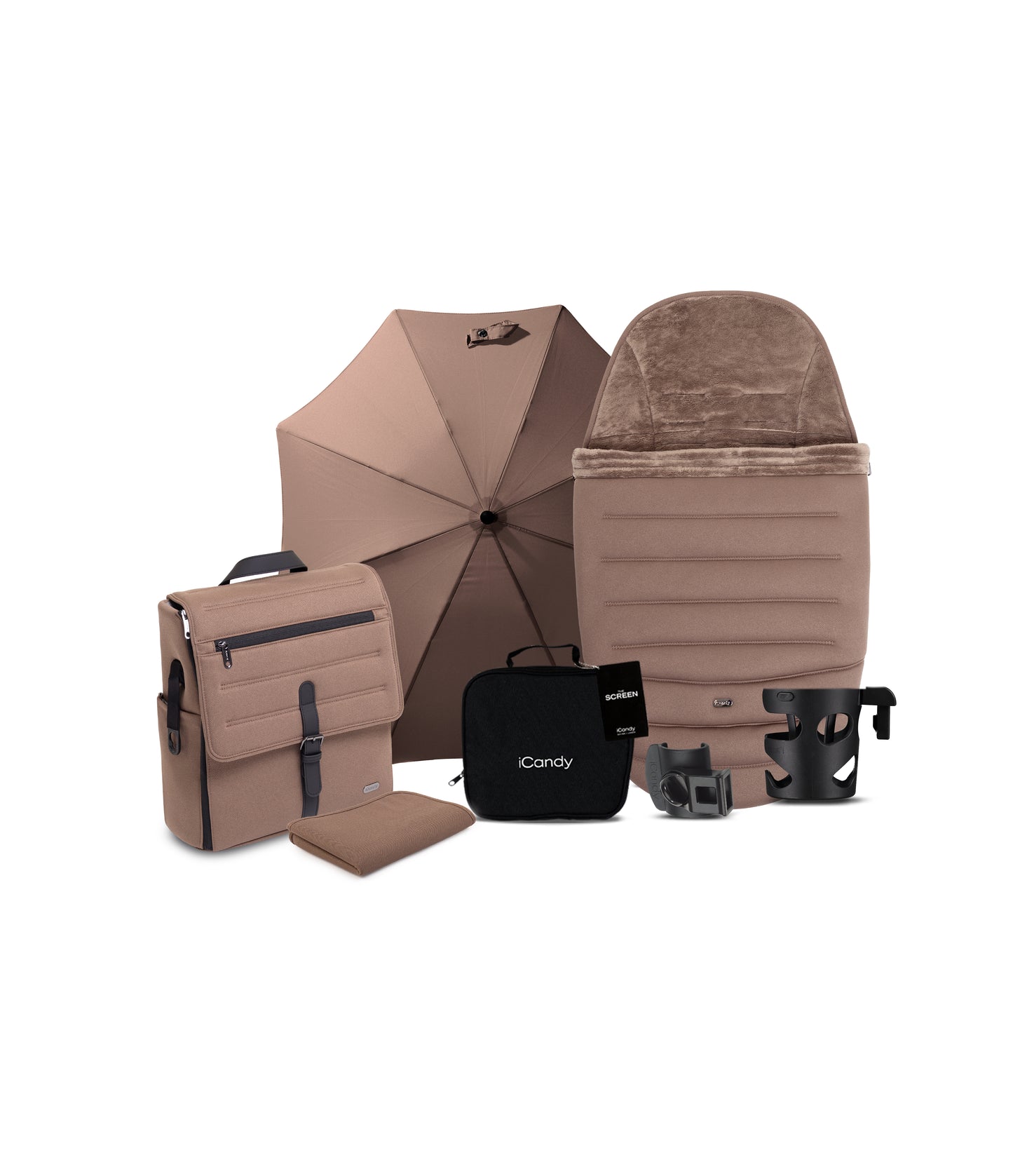 iCandy peach 8 bundle in coco colourway with matching accessories.