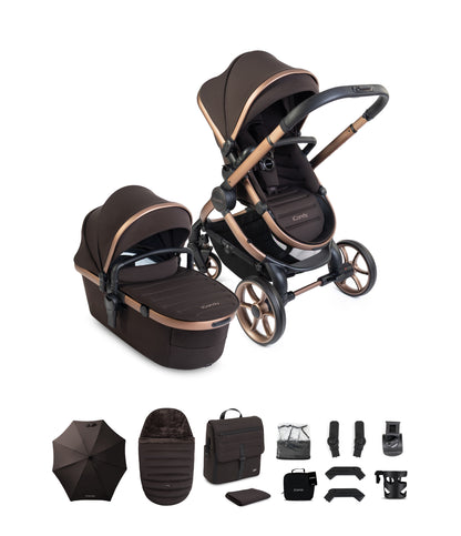 iCandy peach 8 bundle in pecan colourway with matching accessories.