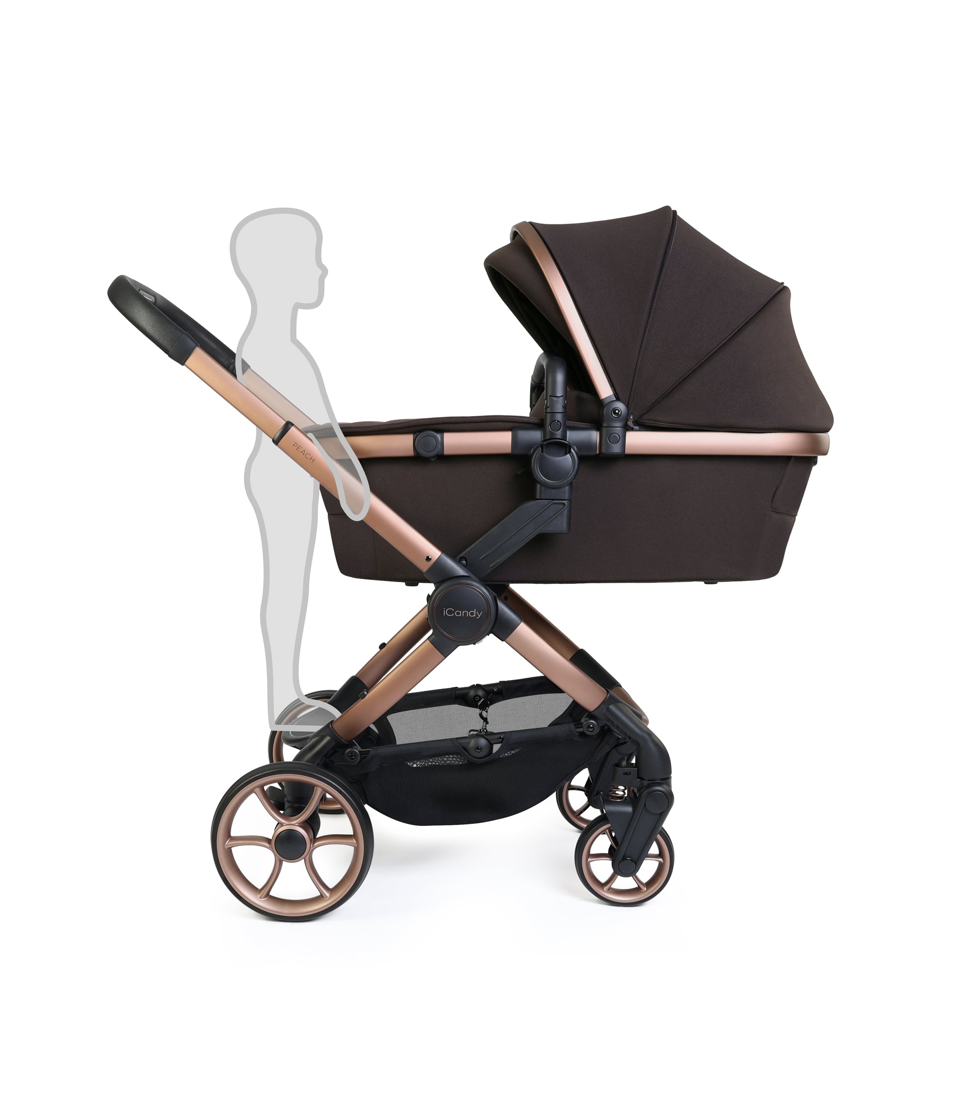 iCandy peach 8 bundle in pecan colourway with cocoon car seat and base.