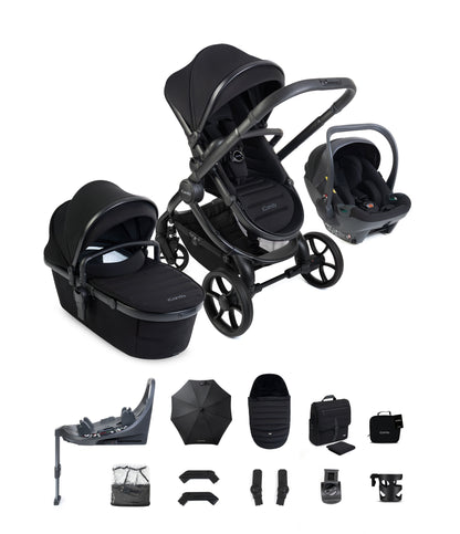 iCandy peach 8 bundle in black colourway with cocoon car seat and base.