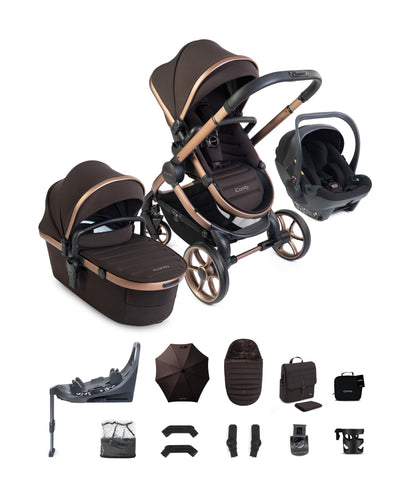 iCandy peach 8 bundle in pecan colourway with cocoon car seat and base.