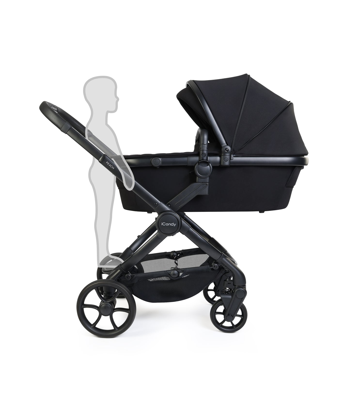 iCandy peach 8 bundle in black colourway with cocoon car seat and base.