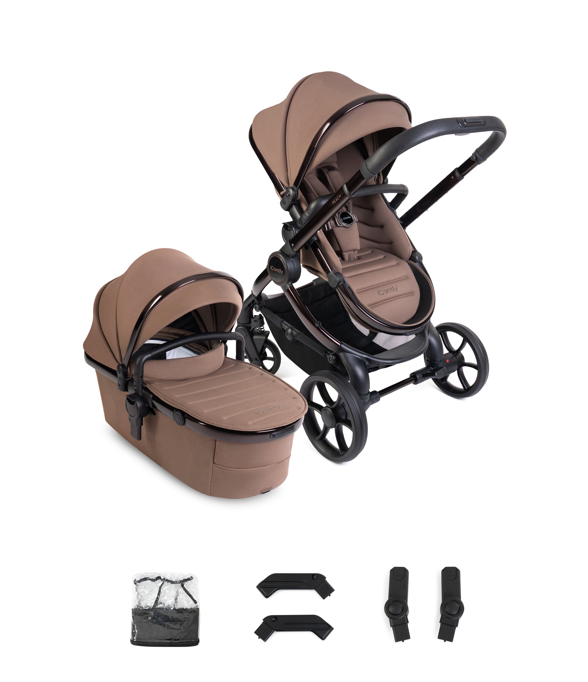 iCandy peach 8 bundle in coco colourway with matching accessories.