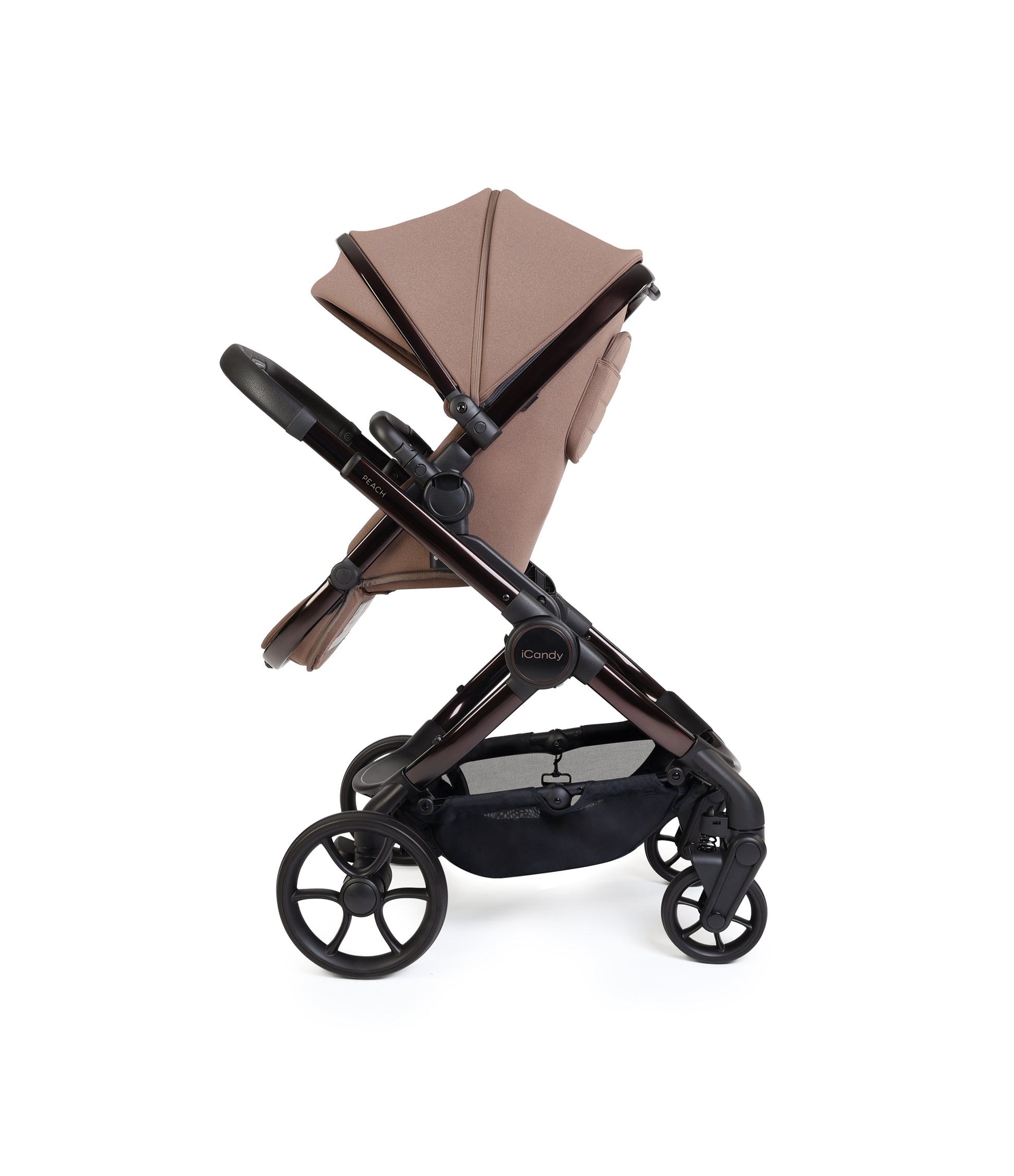 iCandy peach 8 bundle in coco colourway with cocoon car seat and base.