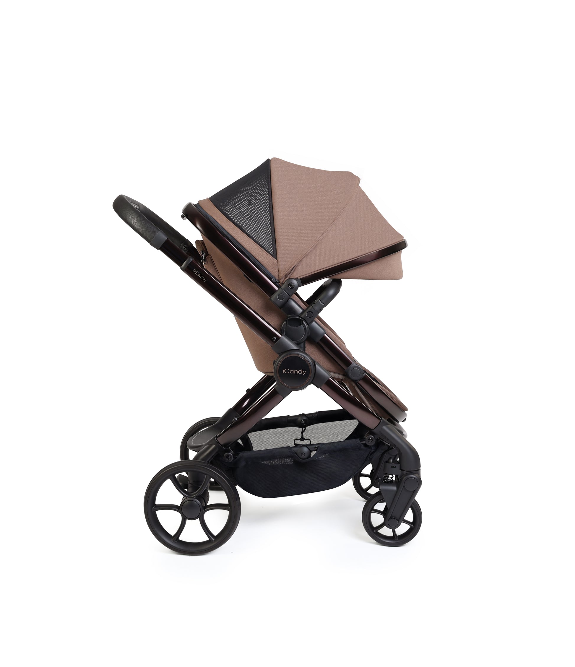 iCandy peach 8 bundle in coco colourway with cocoon car seat and base.