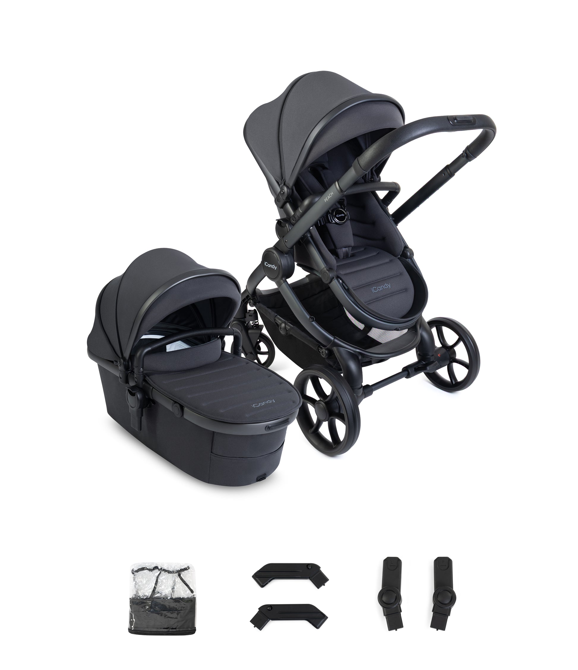 iCandy peach 8 bundle in grey colourway with matching accessories.