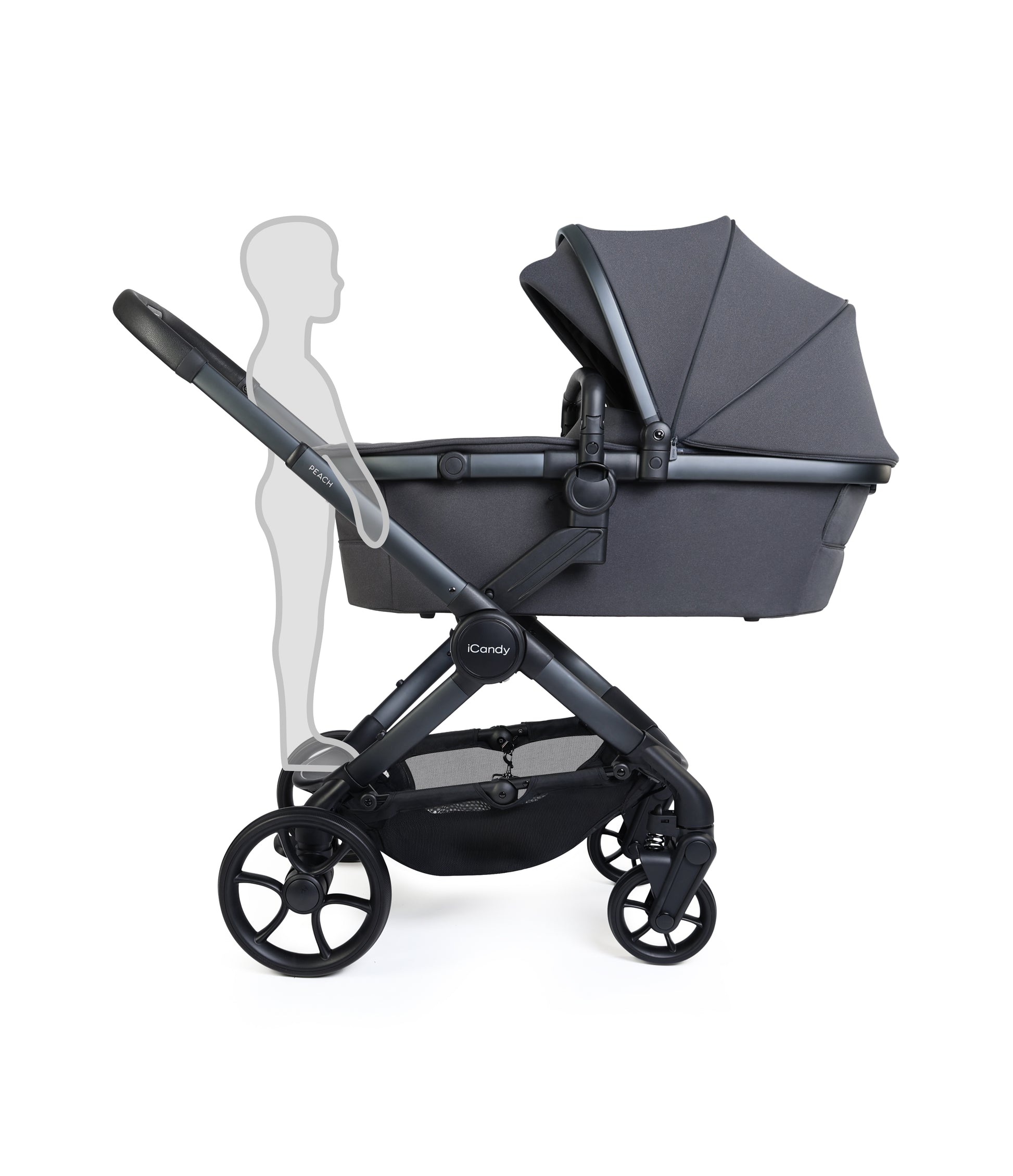 iCandy peach 8 bundle in grey colourway with matching accessories.