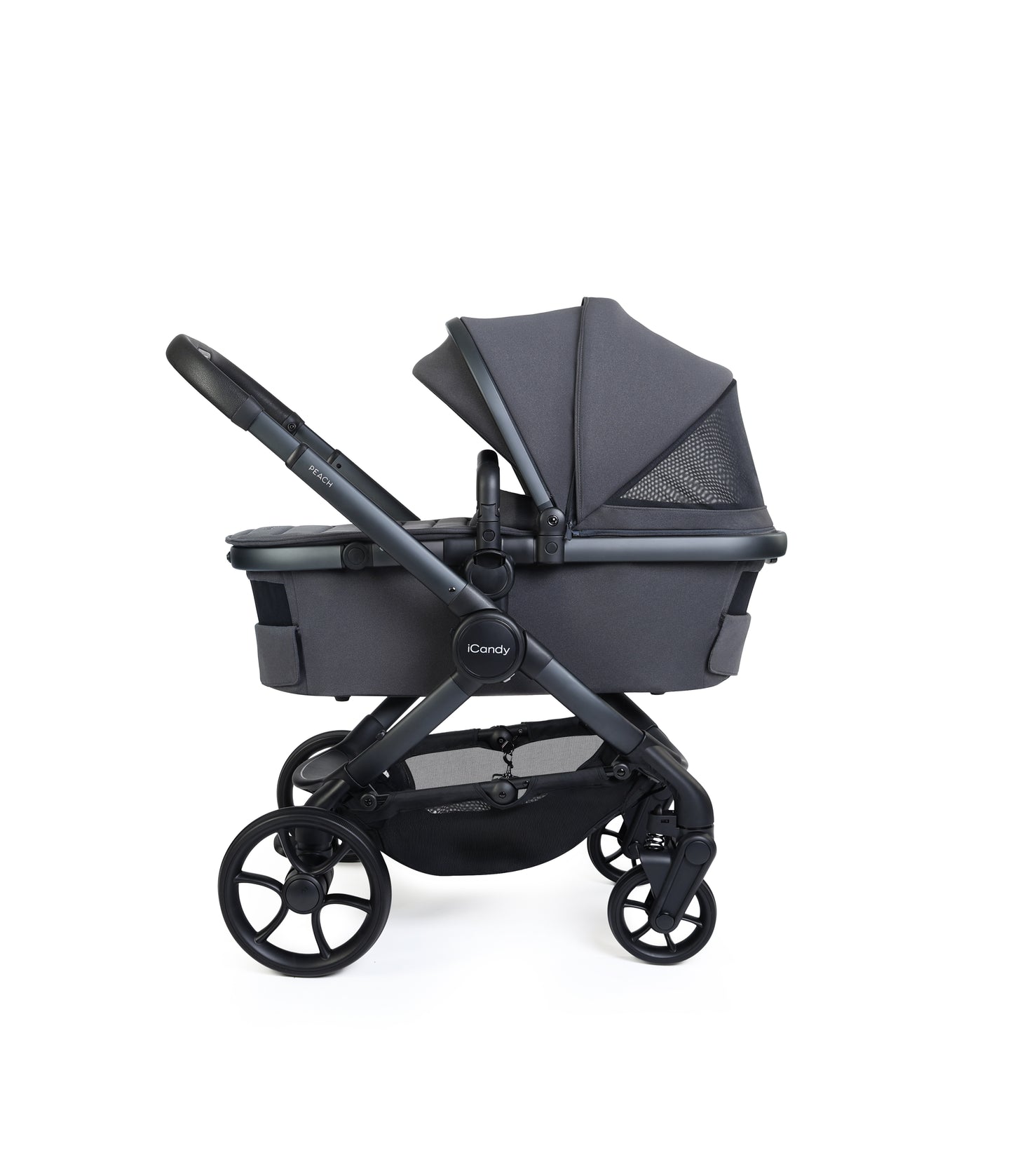 iCandy peach 8 bundle in grey colourway with cocoon car seat and base.
