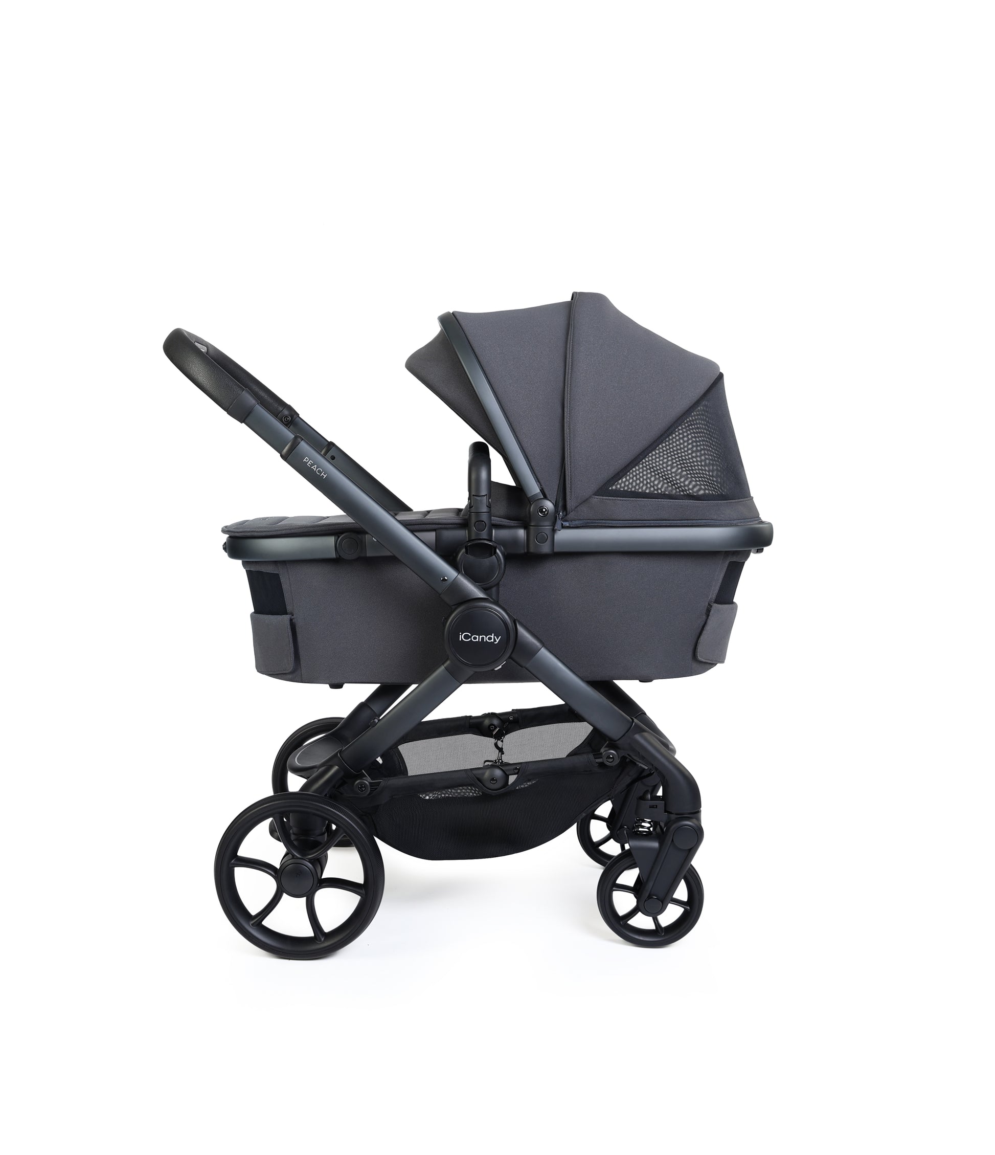 iCandy peach 8 bundle in grey colourway with cocoon car seat and base.